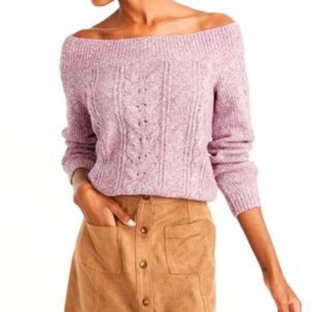 woven off the shoulder sweater